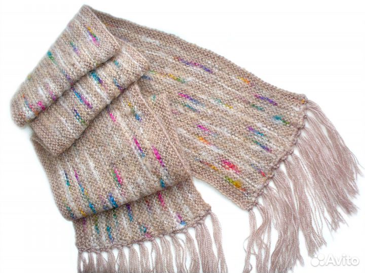 Вязаный шарф ручной работы бежевый