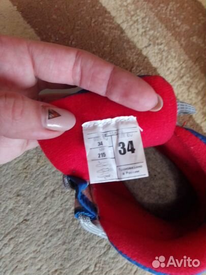 Лыжные ботинки+крепления,размер 34