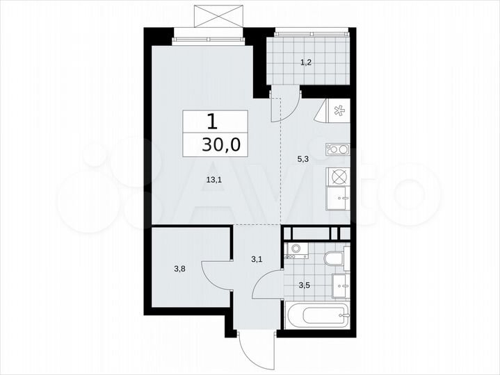 Квартира-студия, 30 м², 11/12 эт.