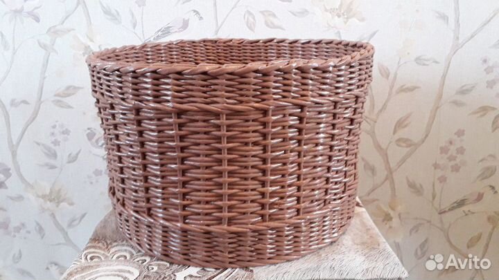 Корзина большая круглая плетеная для хранения