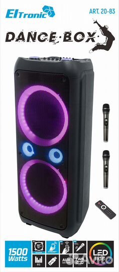 Колонка Eltronic 20-83 Dance BOX 1500 +2 микрофона