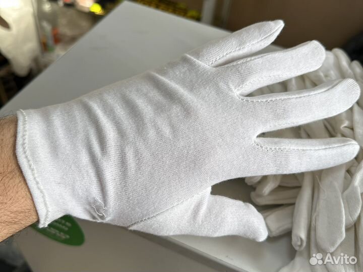 Перчатки белые 100 хлопок Атом