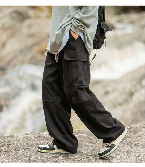 Брюки карго мужские женские чёрные