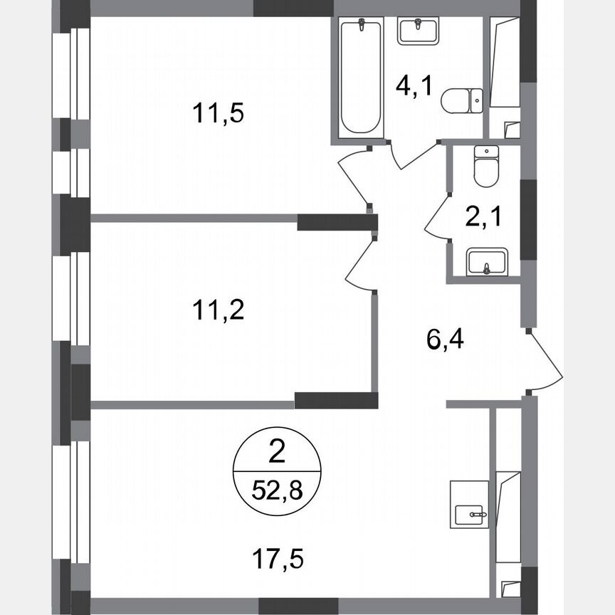 2-к. квартира, 52,8 м², 9/20 эт.