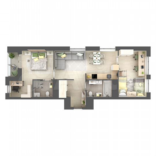 2-к. квартира, 69,4 м², 7/25 эт.