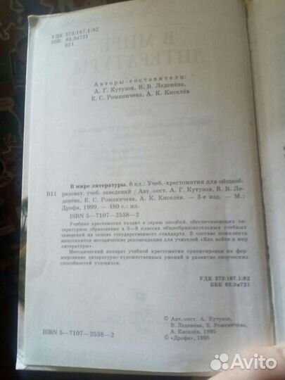 В мире литературы 6 класс