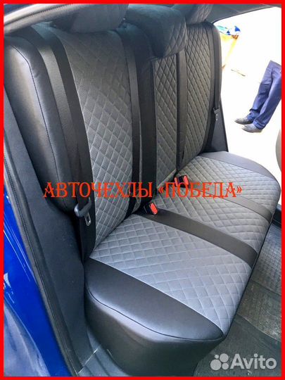Чехлы Toyota Corolla 11 из экокожи чёрно-серые Ром