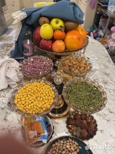 Конфетница цветное стекло