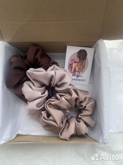 Шелковые резинки для волос, набор 3 шт