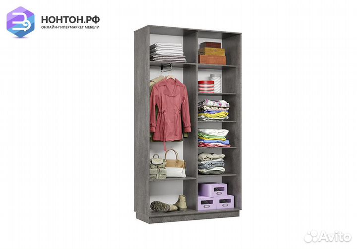 Шкаф-купе двухдверный Альнаир мини бетон