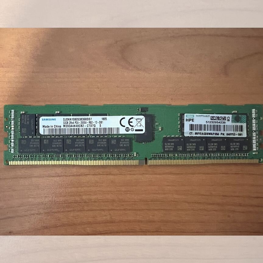 [840758-091] Оперативная Память Hp 32gb Ddr4 Ecc Reg 840758-091