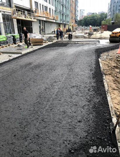 Асфальтирование, укладка асфальтная крошка