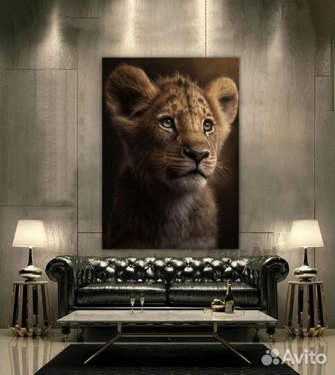 Современная картина на холсте в интерьер, львы