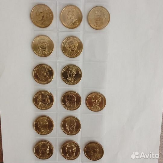 Монеты США 1 доллар президенты и Сакагавея