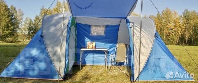 Палатка 4-х местная 2 комнаты+тамбур+навес