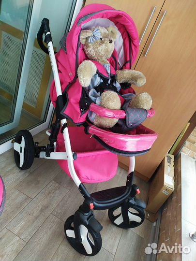 Коляска для девочки Маримэкс galaxy 2в 1(серый+мал