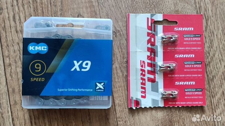 Цепь kmc x9 оригинал замки цепи sram gold