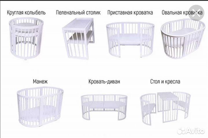 Детская кроватка трансформер 8 в 1
