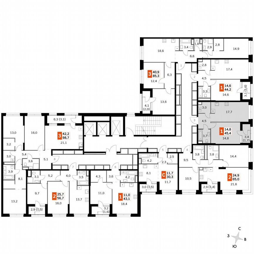 1-к. квартира, 45,6 м², 12/12 эт.