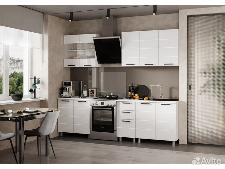 Кухня Дина Белый Глянец 2м