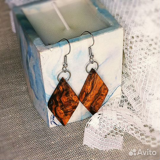 Серьги handmade из стабилизированной древесины