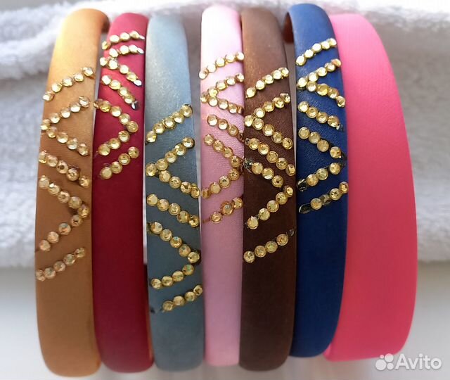 Ободок атласный со стразами