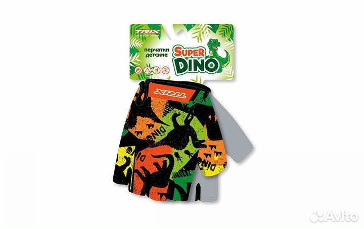 Перчатки trix nw Super Dino детск., 6XS, коротк. пальцы, гелев. вставки, дышащая лайкра/искусств. за