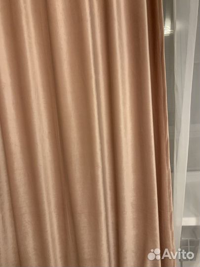 Комплект бархатных штор 290х150см, Персиковый