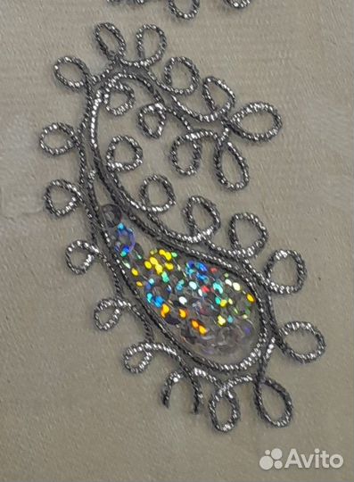 Кружево с пайетками серебряное 1м