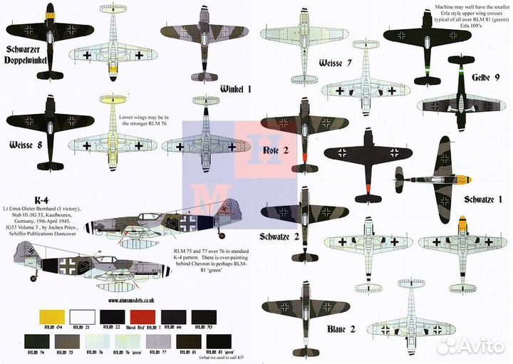 1/72. aims. 72D029. Late war Bf-109's