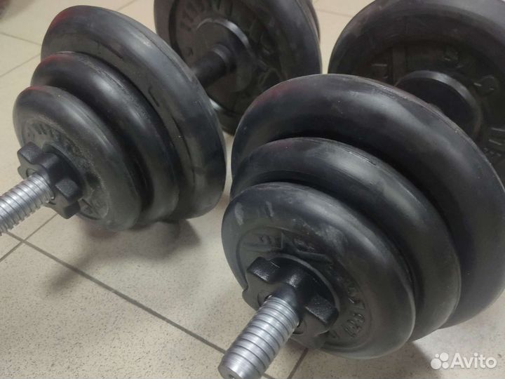 Гантели разборные обрезиненные по 19кг каждая