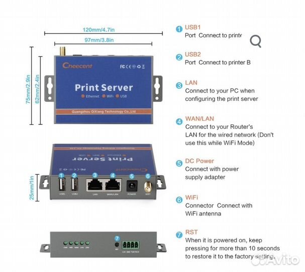 Cheecent CR202 сервер для беспроводной печати