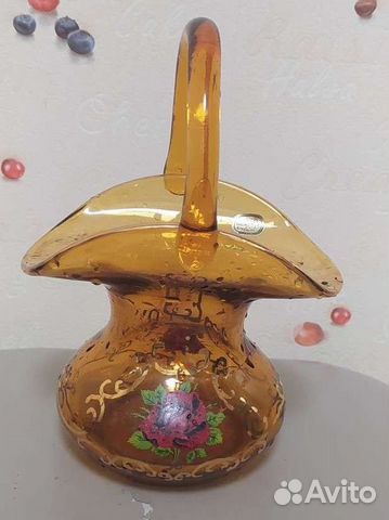 Ваза богемское стекло Чехословакия конфетница