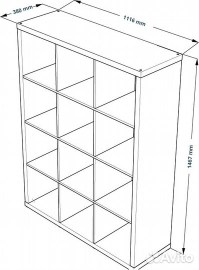 Стеллаж IKEA Каллакс Фора 12 Дуб Беленный