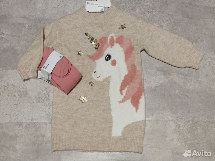 Вязаное платье/ туника для девочки/ Н&М