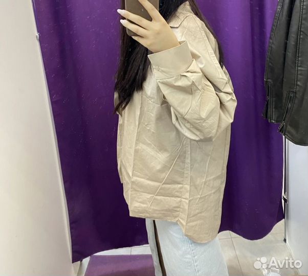 Рубашка оверсайз кофейная