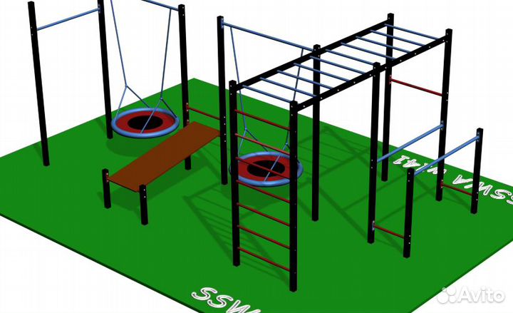 Уличный спорткомплекс с качелью