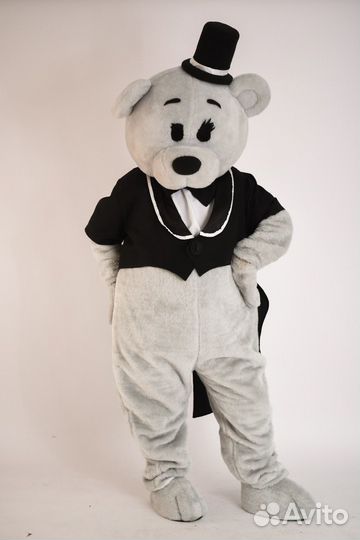 Белый Мишка Тедди ростовая кукла, аниматор