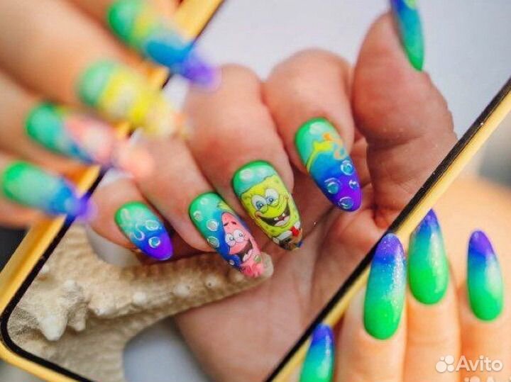 Маникюр, ручная роспись, моделирование