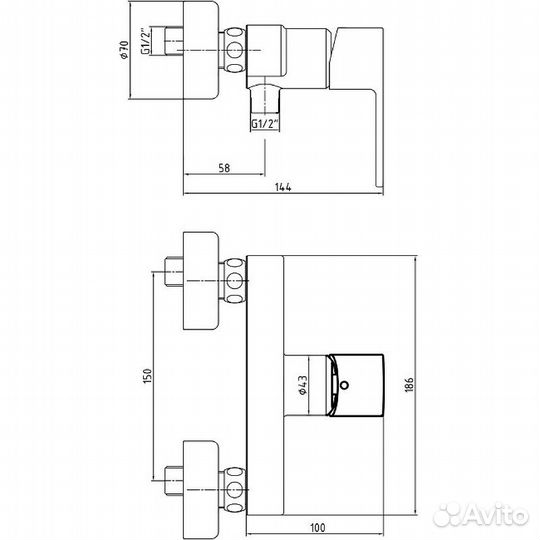 Смеситель для душа E.C.A. 102154026ex Хром