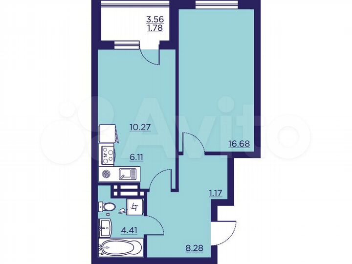 1-к. квартира, 48,7 м², 13/18 эт.