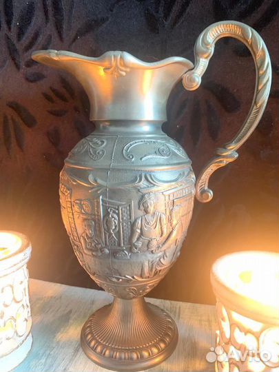 Графин, стаканы олово. Винтаж. Германия