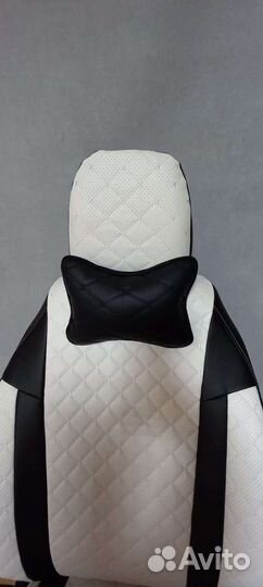 Чехлы Ниссан Кашкай Франт белая экокожа