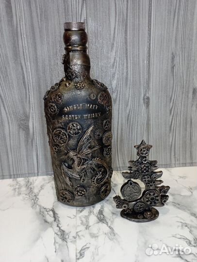 Бутылка Стимпанк Дракон, Скорпион, Лев