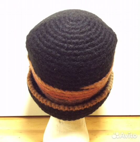 Вязаная шерстяная шапка-шляпка, р-р 55-58, арт 178