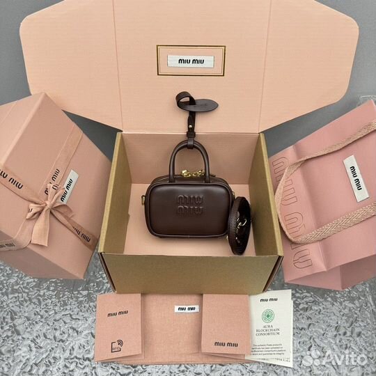 Сумка брелок miu miu коричневая