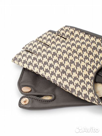 Перчатки Шопен из кожи питона, принт Гусиная лапка