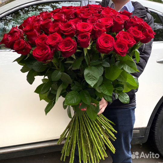 Красная роза 90см