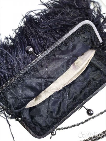 Клатч сумка вечерняя. Стаусиные перья