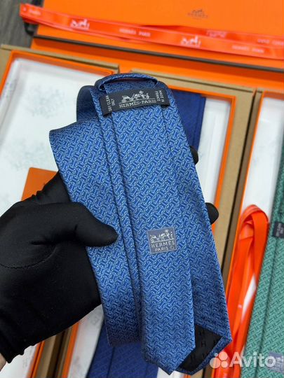 Мужской галстук Hermes шелк #14